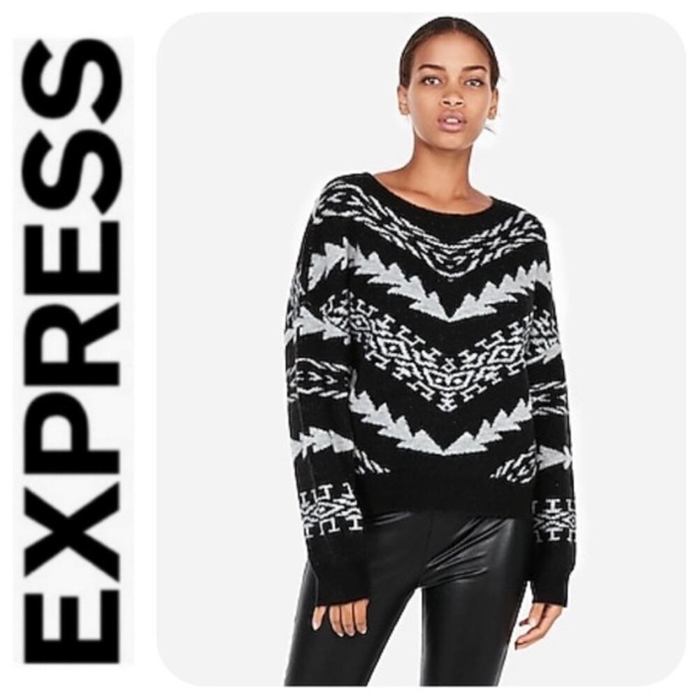 Express Mitered Geometric Pullover Sweater Size XL